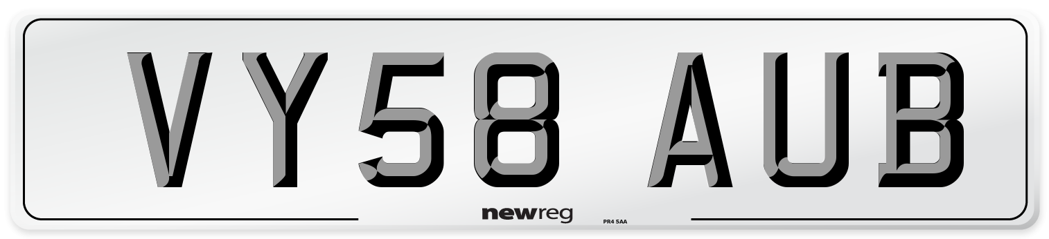 VY58 AUB Number Plate from New Reg